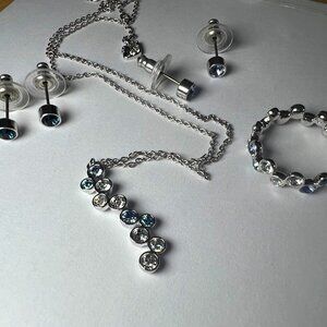 New Never Worn Swarovski Fidelity Set (Necklace, Ring sz58, 2 earring stud sets)